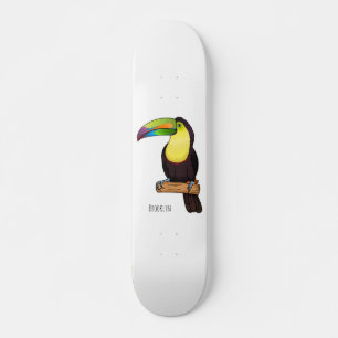 Keel-Blau-Tucan-Cartoon-Abbildung Skateboard