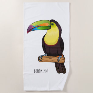 Keel-Blau-Tucan-Cartoon-Abbildung Strandtuch