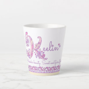 Keelin-Buchstabe K-Name bedeutet Monogramm Latte-T Milchtasse