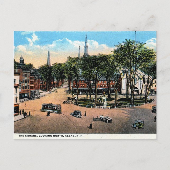 KEENE NH Town Square View, 1922 Vintag Postkarte (Vorderseite)