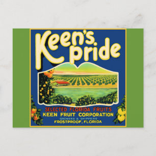 Keen's Pride Frostproof Florida Etikett Postkarte