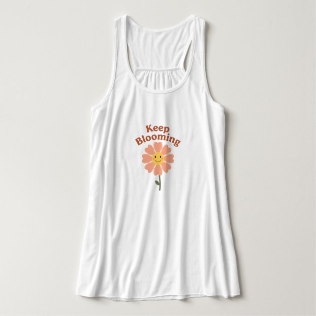 "Keep Blooming" Retro Smiling Flower Tank Top (Design Vorderseite)
