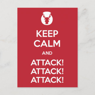Keep Calm and Attack3x postcard Postkarte