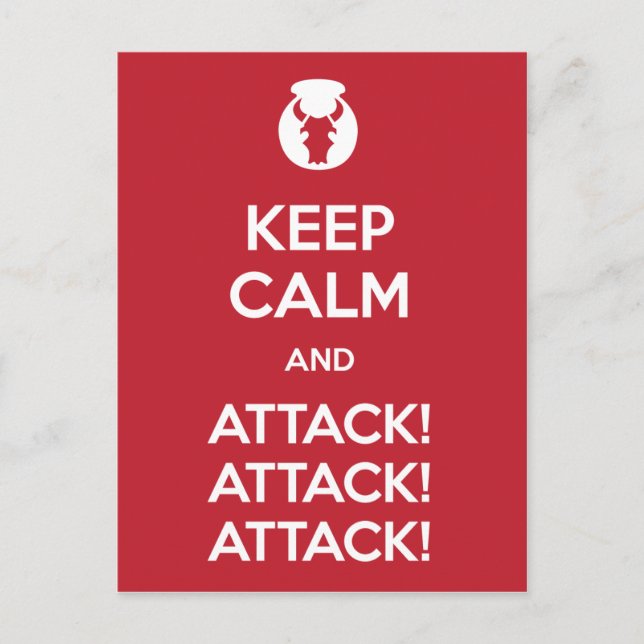 Keep Calm and Attack3x postcard Postkarte (Vorderseite)