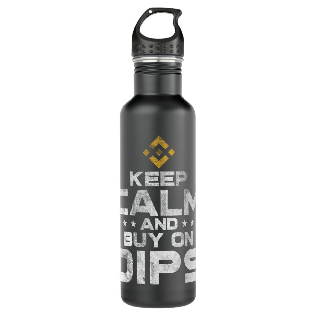Keep calm and buy on dips binance Coin To The Moon Edelstahlflasche (Vorderseite)