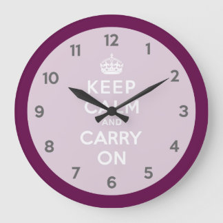 Keep Calm and Carry On Passionate Purple Große Wanduhr