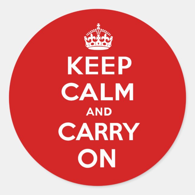 Keep Calm and Carry On Runder Aufkleber (Vorderseite)