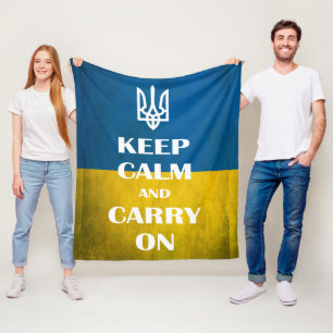 Keep calm and carry on Ukrainian emblem trident  Fleecedecke
