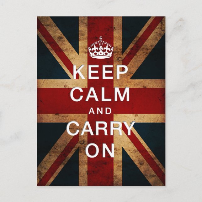 "Keep Calm and Carry On" (Union Jack) Postkarte (Vorderseite)