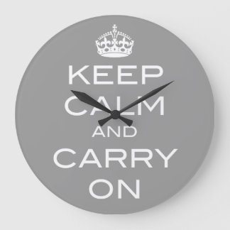 Keep Calm and Carry On Wall Clock - ANY COLOR Große Wanduhr