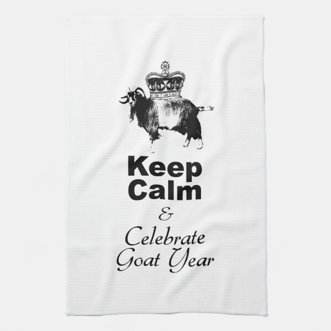 Keep Calm and Celebrate Goat Year 2027 KT Geschirrtuch (Vertikal)