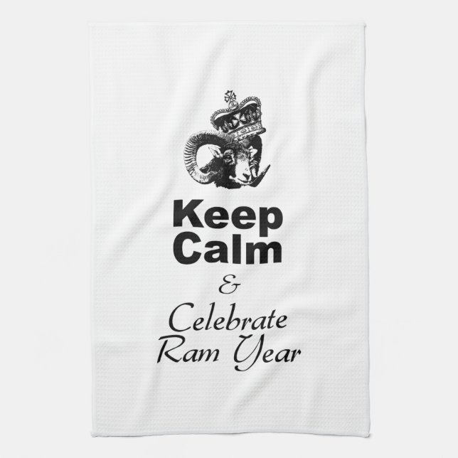 Keep Calm and Celebrate Ram Year 2027 KT Geschirrtuch (Vertikal)