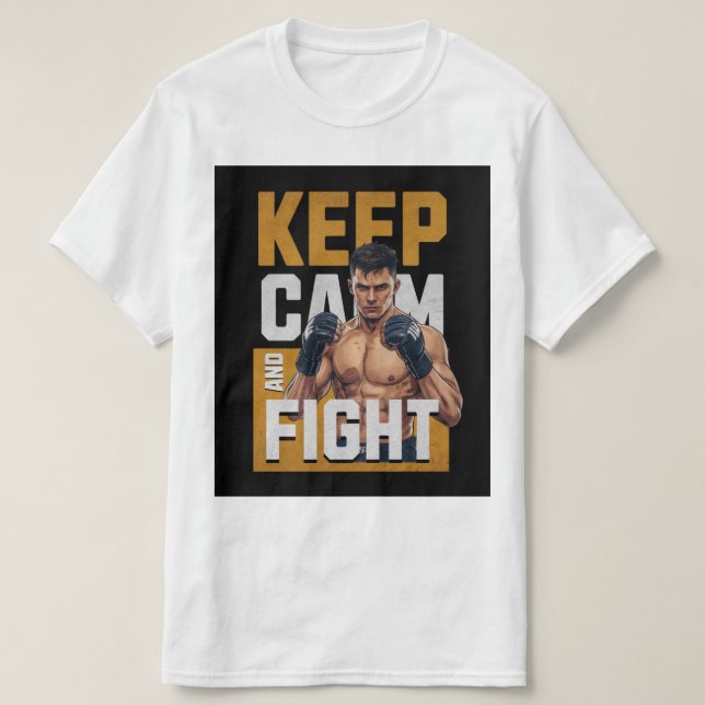 Keep Calm and Fight T-Shirt – MMA Fighter Tee (Design vorne)