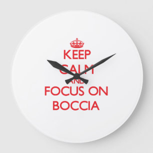 Keep calm and focus on Boccia Große Wanduhr
