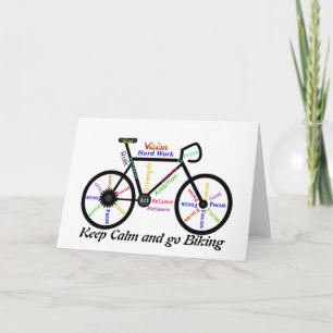 Keep Calm and go Biking, with Motivational Words Karte