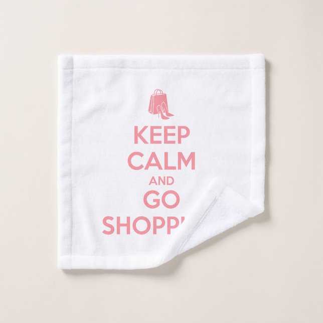 Keep Calm and Go Shopping Badhandtuch Set (Waschlappen)