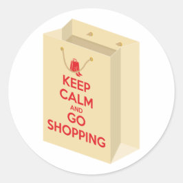 Keep Calm and Go Shopping (bag1) Runder Aufkleber