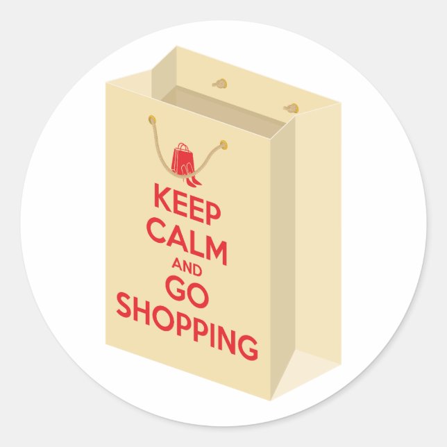 Keep Calm and Go Shopping (bag1) Runder Aufkleber (Vorderseite)