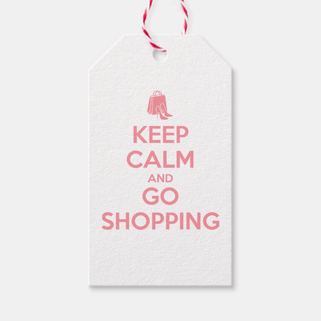Keep Calm and Go Shopping Geschenkanhänger (Vorderseite)