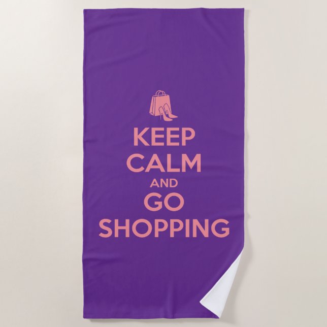 Keep Calm and Go Shopping Strandtuch (Vorderseite)