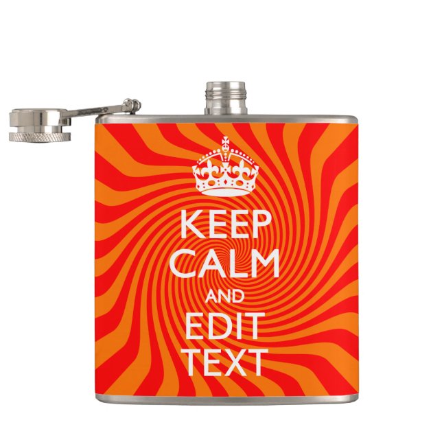 Keep Calm And Have Your Text Orange Swirl Flachmann (Geöffnet)