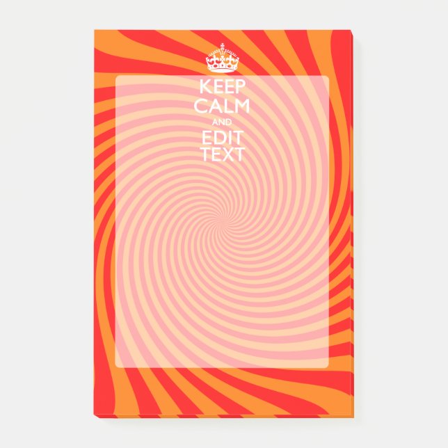 Keep Calm And Have Your Text Orange Swirl Post-it Klebezettel (Vorderseite)