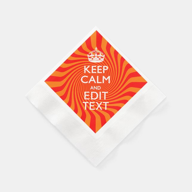 Keep Calm And Have Your Text Orange Swirl Serviette (Ecke)