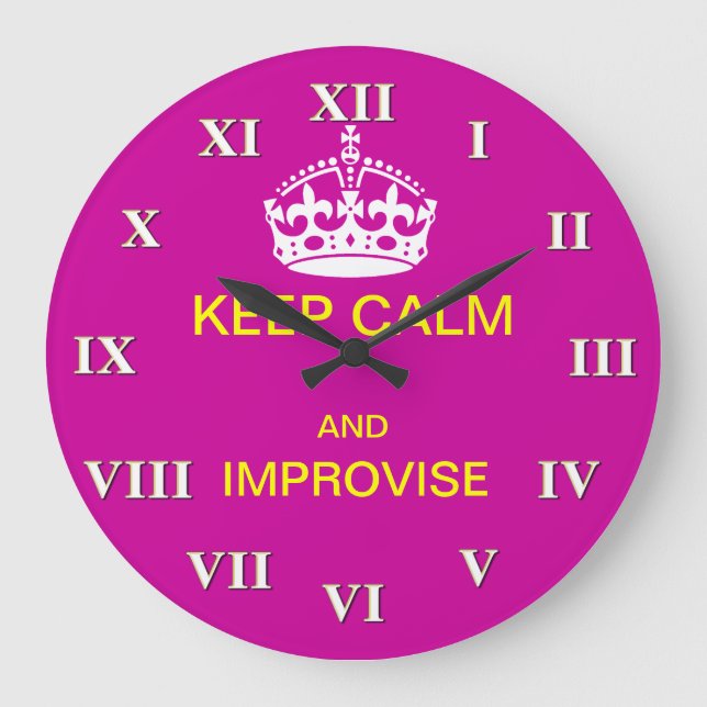 Keep Calm and improvement Große Wanduhr (Vorderseite)