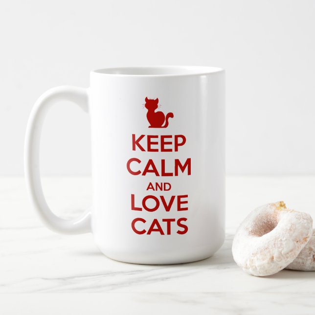 Keep Calm and Love Cats Kaffeetasse (Mit Donut)