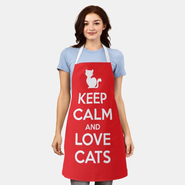 Keep Calm and Love Cats Schürze (Getragen)