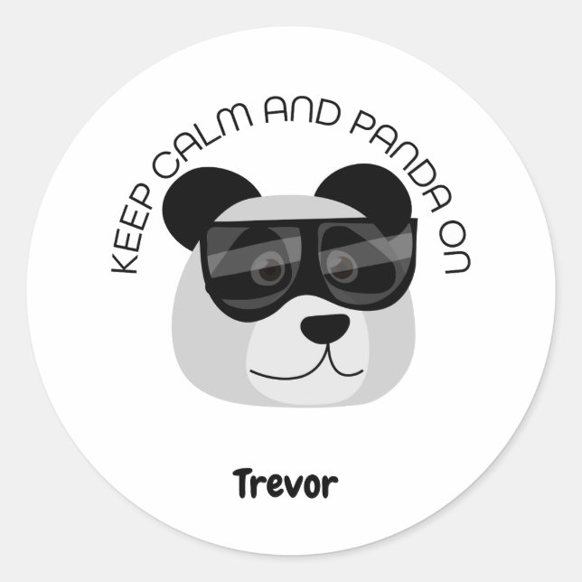 Keep Calm and Panda On Runder Aufkleber (Vorderseite)