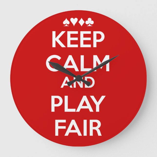 Keep Calm And Play Fair Große Wanduhr (Vorderseite)