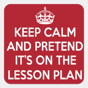 KEEP CALM AND PRETEND IT'S ON THE LESSON PLAN GIFT QUADRATISCHER AUFKLEBER