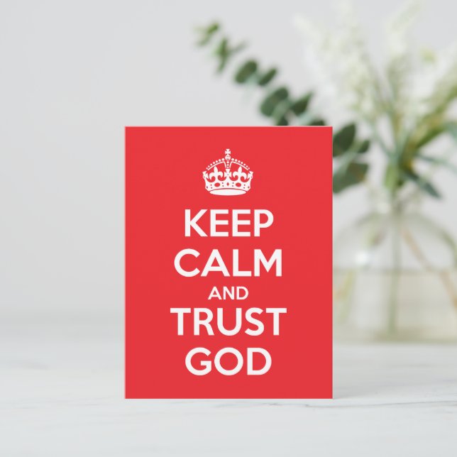 Keep Calm and Trust God Postkarte (Stehend Vorderseite)