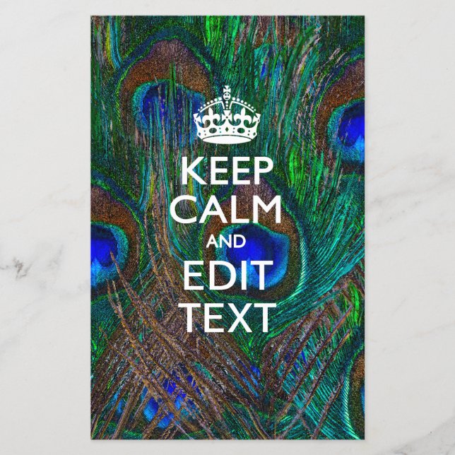 Keep Calm And Your Text on Peacock Feathers Flyer (Vorne)