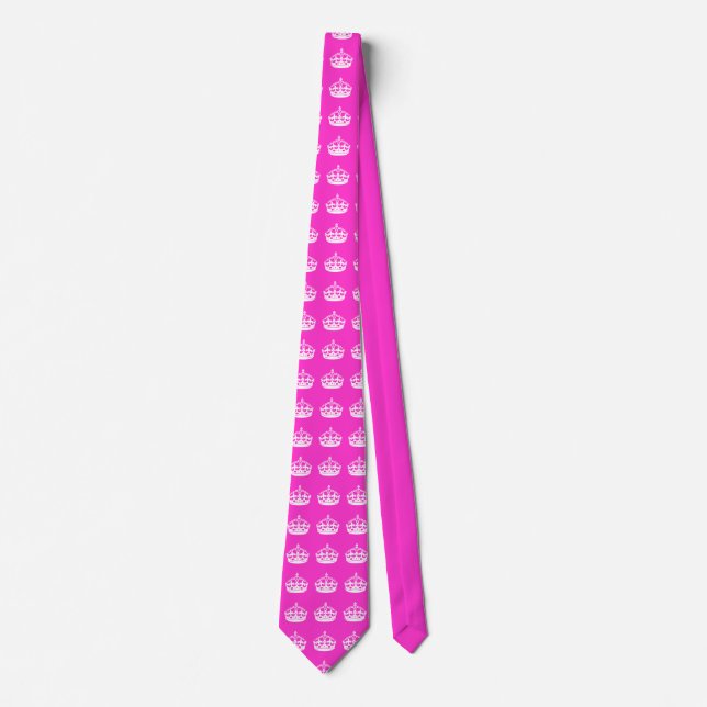 KEEP CALM CROWN on Hot Pink Customize This! Krawatte (Vorderseite)