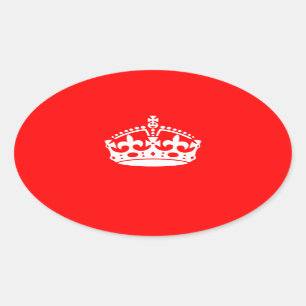 KEEP CALM CROWN on Red Decor Ovaler Aufkleber