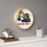 Keep Calm Dig On Cute Excavator Wall Clock Deco Uhr<br><div class="desc">Fun smiling excavator mascot wall clock with Keep Calm and Dig On quote. Perfect for construction lovers,  kids rooms,  offices & garages. A unique gift for builders & equipment operators!</div>