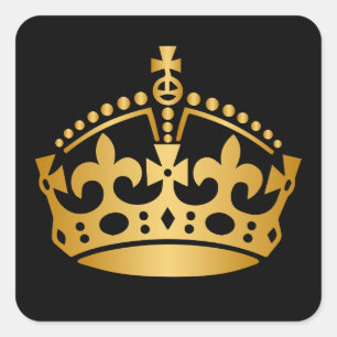 Keep Calm Gold Crown - Hintergrund ändern Quadratischer Aufkleber