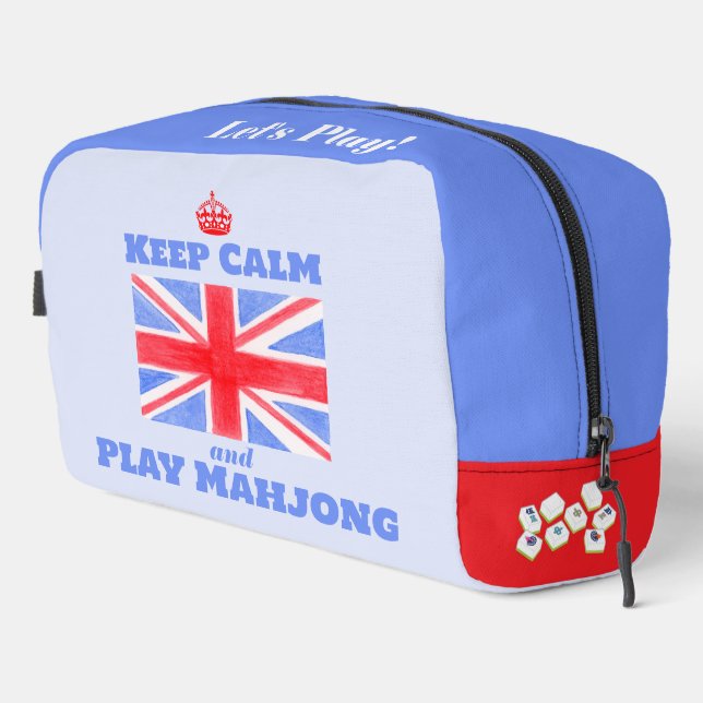 Keep Calm Mahjong Union Jack Brit Flag Tile Bag Waschbeutel (Rechte Ecke)