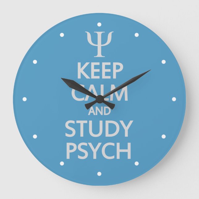 Keep Calm & Study Psych custom wall clock Große Wanduhr (Vorderseite)