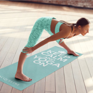Keep Calm Yoga On Monogram Lotus Mintgrün Yogamatte