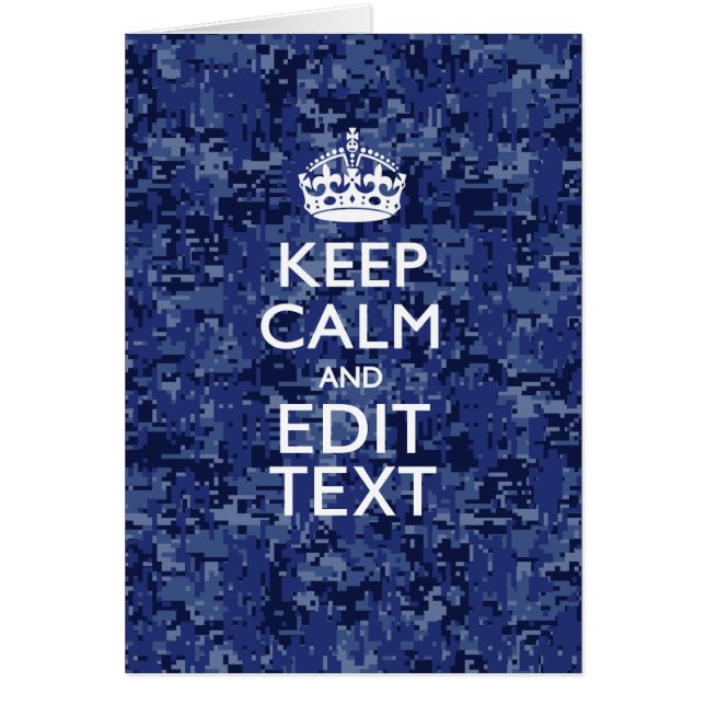 Keep Calm Your Text on Blue Digital Tarnung (Vorne)