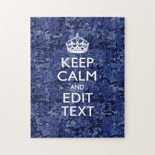 Keep Calm Your Text on Blue Digital Tarnung