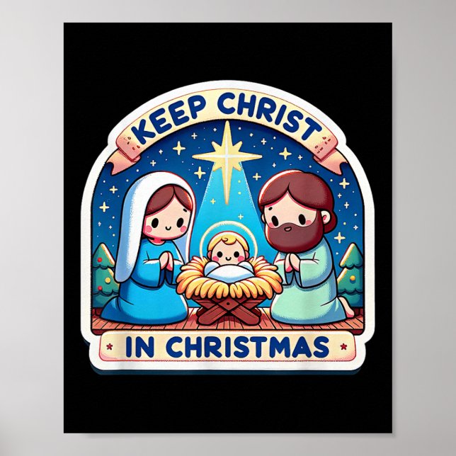 Keep Christ In Christmas Nativity Scene Manger Jes Poster (Vorne)