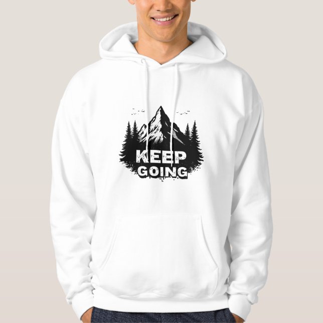 Keep Going Hoodie – Minimal Motivational Typograph (Vorderseite)