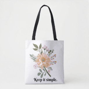 'Keep It Simple' Floral Minimalist Tasche
