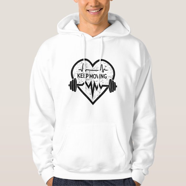Keep Moving Black Heart Hoodie – Minimal (Vorderseite)