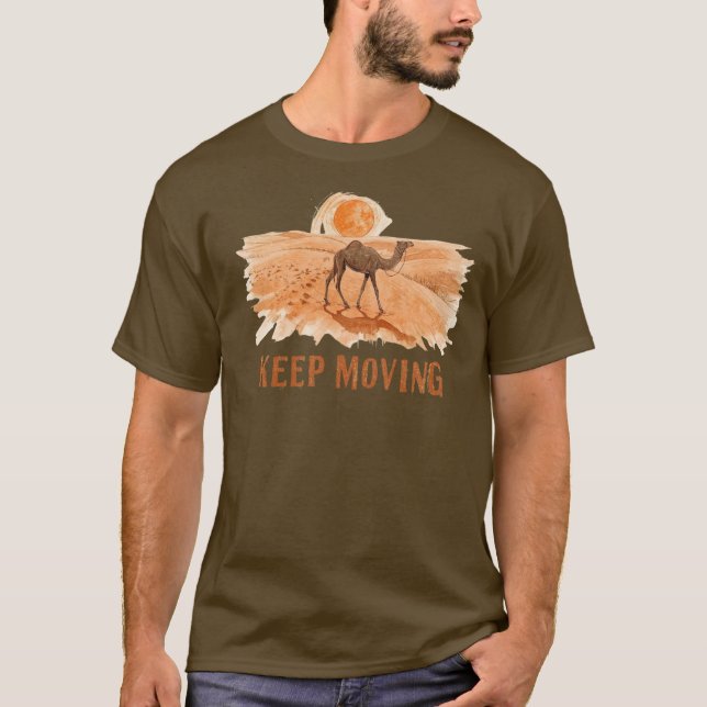 Keep Moving – Minimal Vintage Kamel Wüsten T-Shirt (Vorderseite)