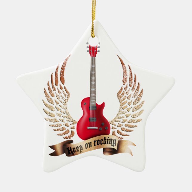 keep on rocking electric guitar wings keramik ornament (Vorne)